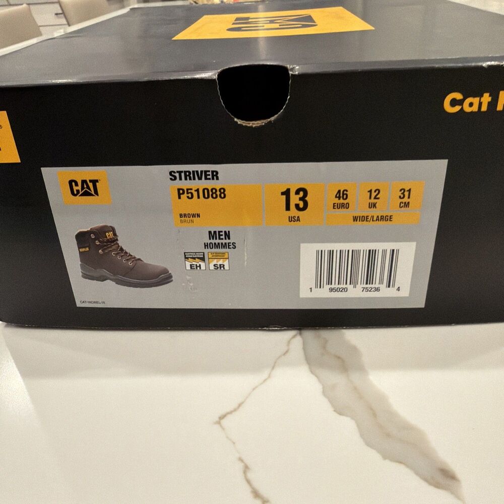 CAT Striver Soft Toe Industrial Brown Boots Men's Size 13 Wide - New With Box - Picture 13 of 13